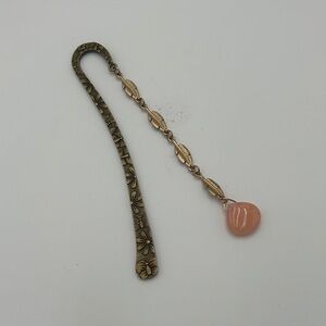 Elegant Gold Bookmark with Pink Accent handmade